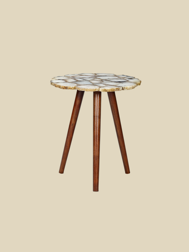 Ben Agate Side Table - White