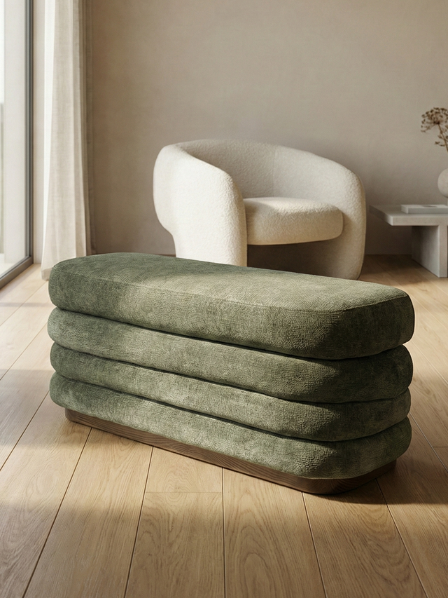 Khalia Green Storage Ottoman