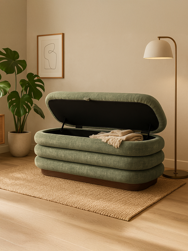 Khalia Green Storage Ottoman