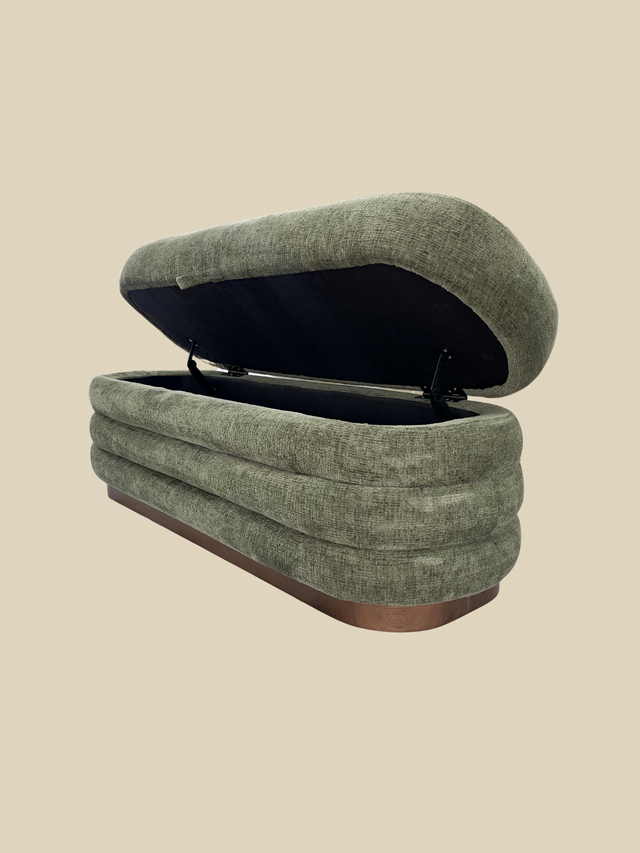Khalia Green Storage Ottoman