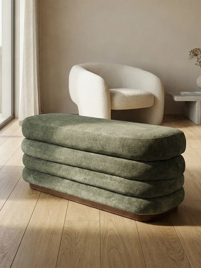 Khalia Green Storage Ottoman