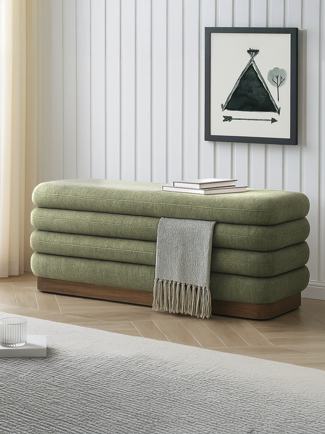 Khalia Green Storage Ottoman