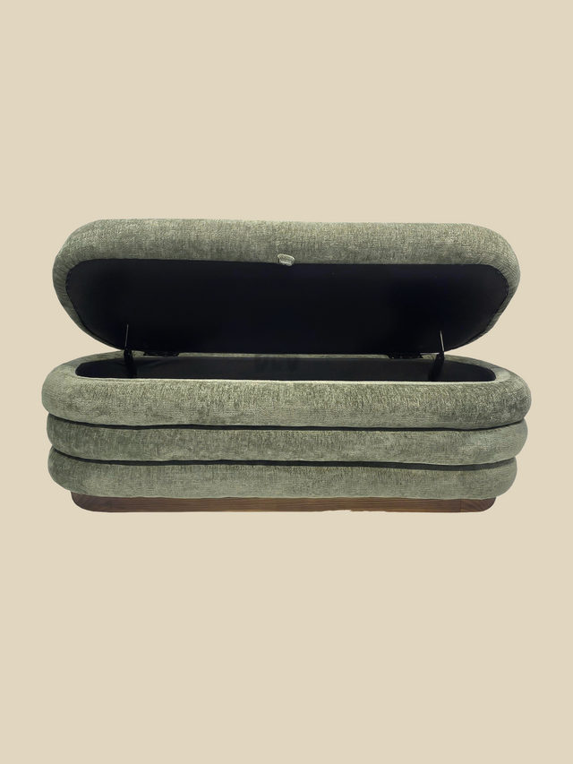 Khalia Green Storage Ottoman