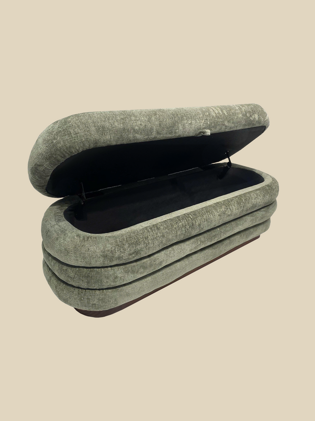 Khalia Green Storage Ottoman