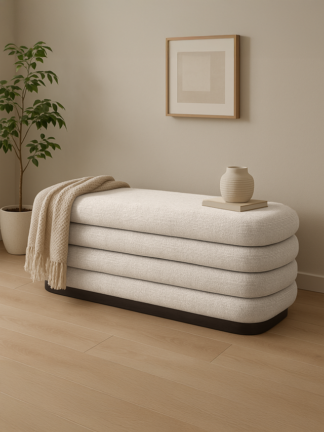 Khalia Ivory Storage Ottoman