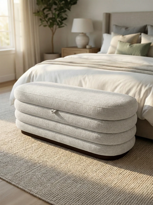 Khalia Ivory Storage Ottoman