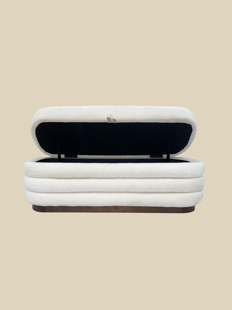 Khalia Ivory Storage Ottoman