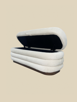 Khalia Ivory Storage Ottoman