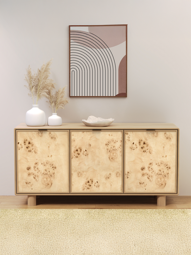 Aurea Burl Three Door Cabinet - Natural