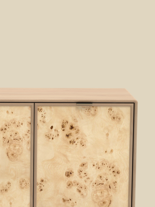 Aurea Burl Three Door Cabinet - Natural