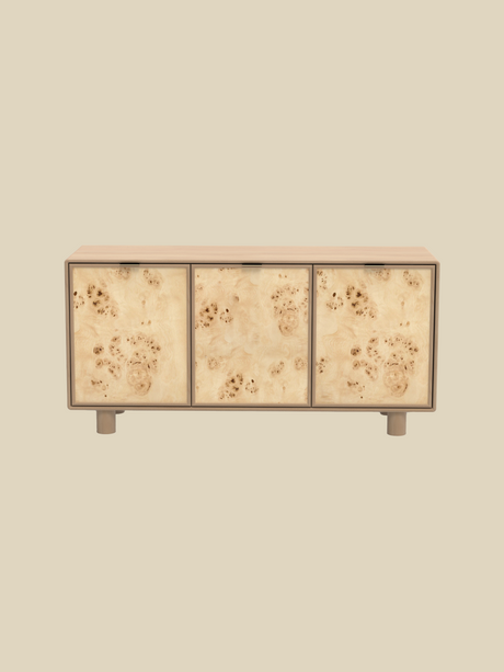 Aurea Burl Three Door Cabinet - Natural