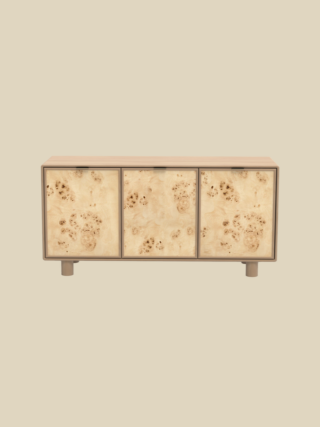 Aurea Burl Three Door Cabinet - Natural