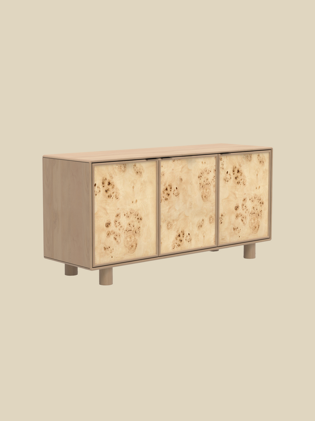 Aurea Burl Three Door Cabinet - Natural