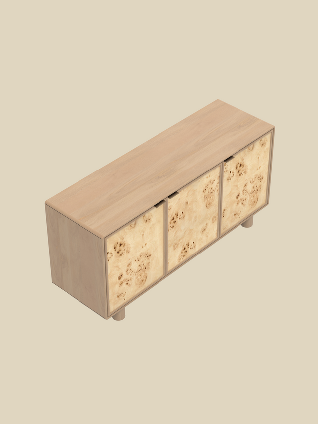 Aurea Burl Three Door Cabinet - Natural