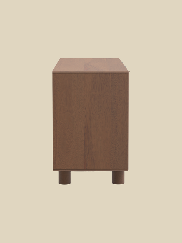 Aurea Burl Three Door Cabinet - Walnut