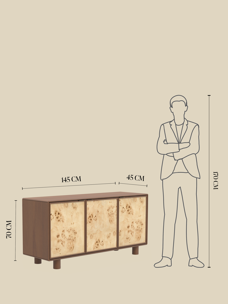 Aurea Burl Three Door Sideboard - Walnut