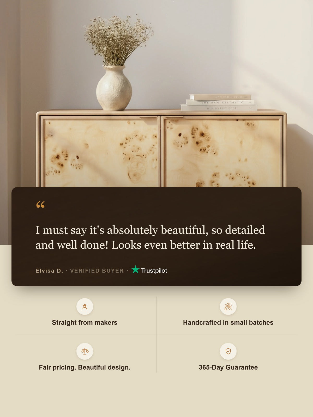 Aurea Burl Two Door Cabinet - Natural