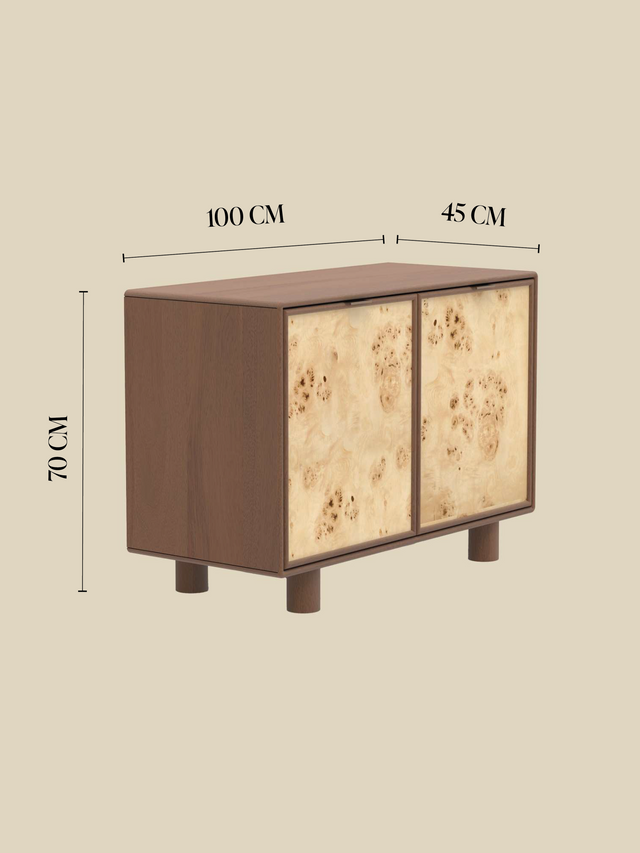 Aurea Burl Two Door Cabinet - Walnut