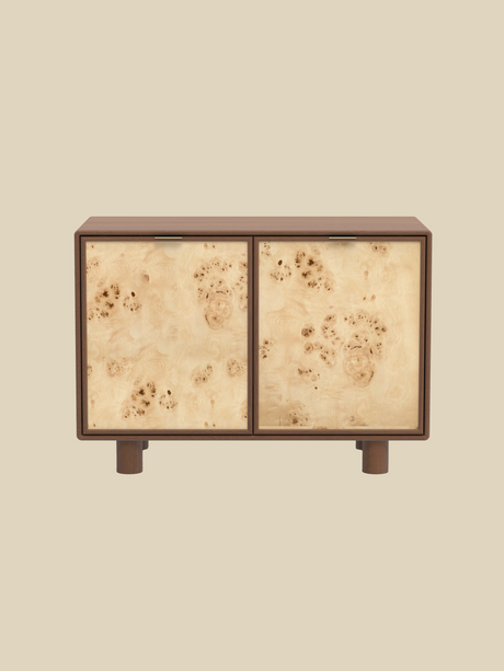 Aurea Burl Two Door Cabinet - Walnut