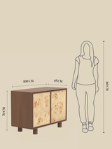 Aurea Burl Two Door Cabinet - Walnut