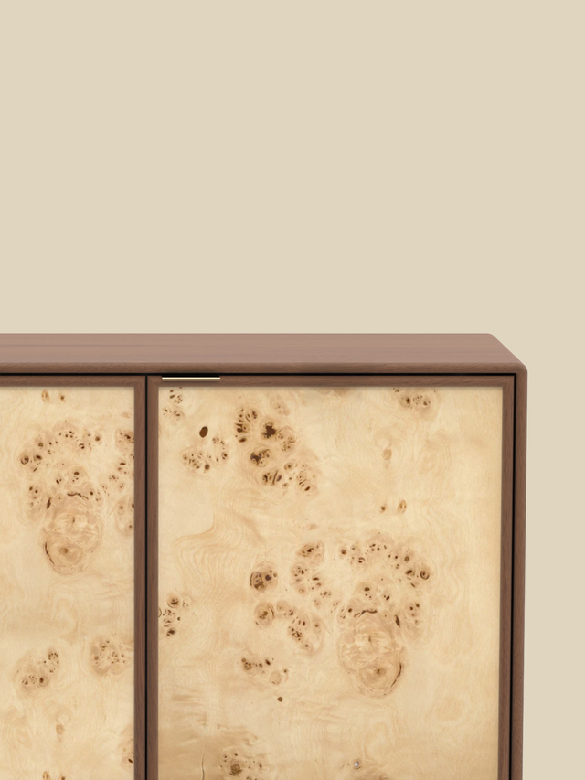 Aurea Burl Two Door Cabinet - Walnut