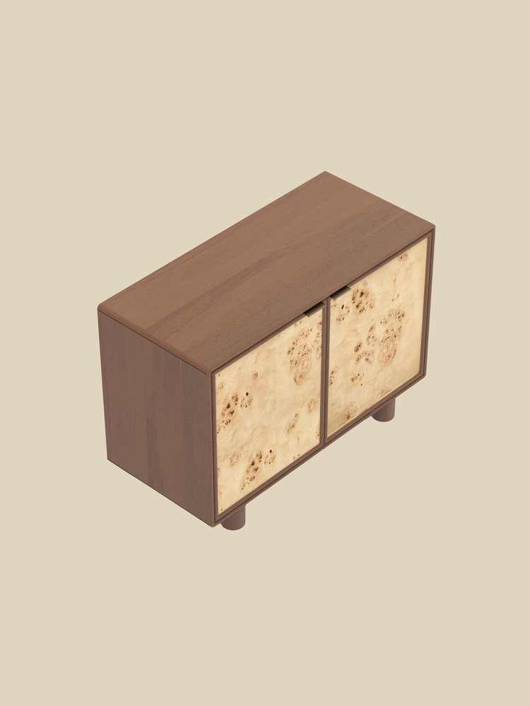 Aurea Burl Two Door Cabinet - Walnut