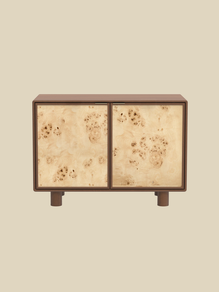 Aurea Burl Two Door Cabinet - Walnut