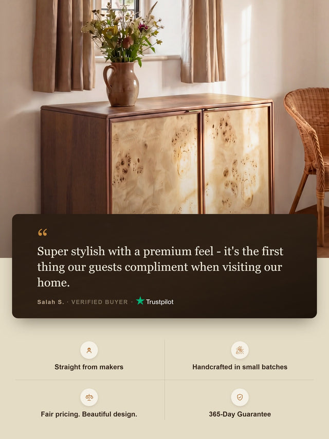 Aurea Burl Two Door Cabinet - Walnut