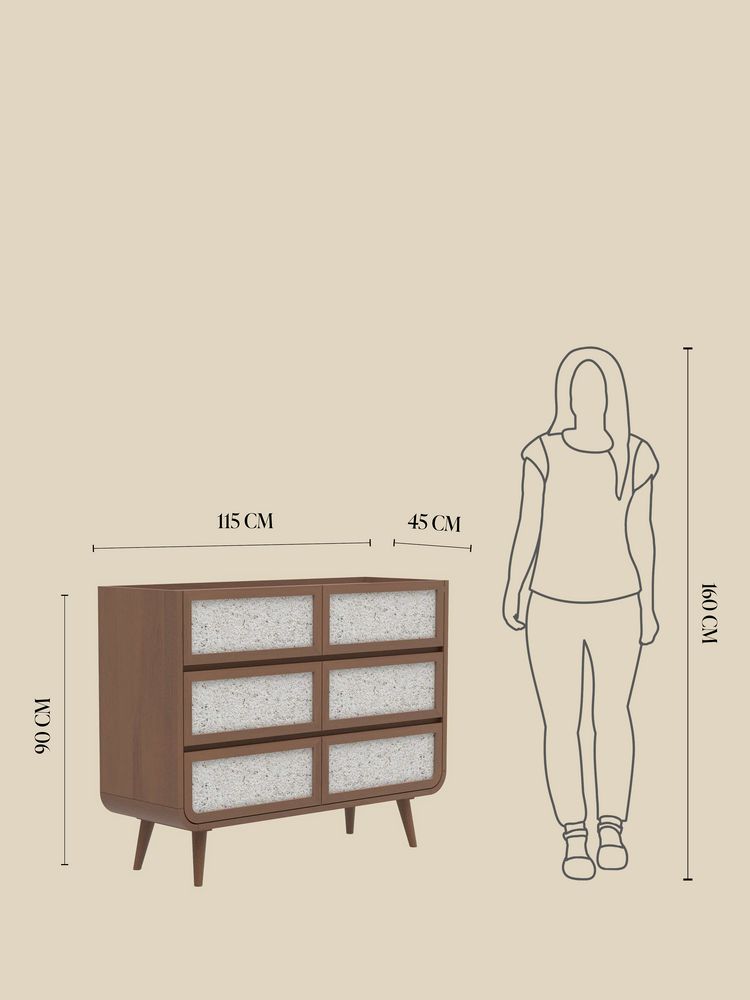 Kael Six Drawer Chest - Walnut