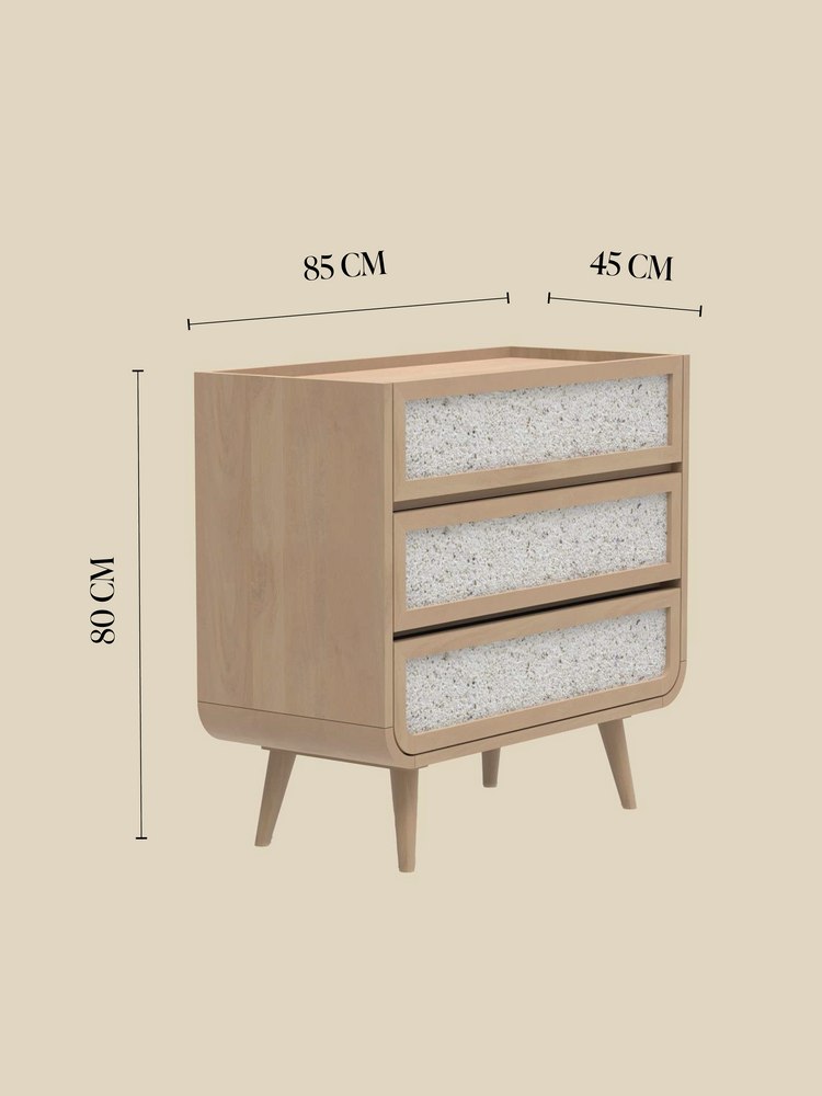 Kael Three Drawer Chest - Natural