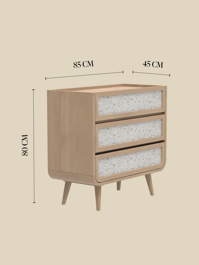 Kael Three Drawer Chest - Natural