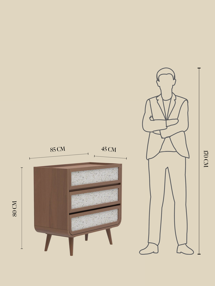 Kael Three Drawer Chest - Walnut