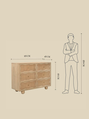 Paxon Six Drawer Chest With Cane