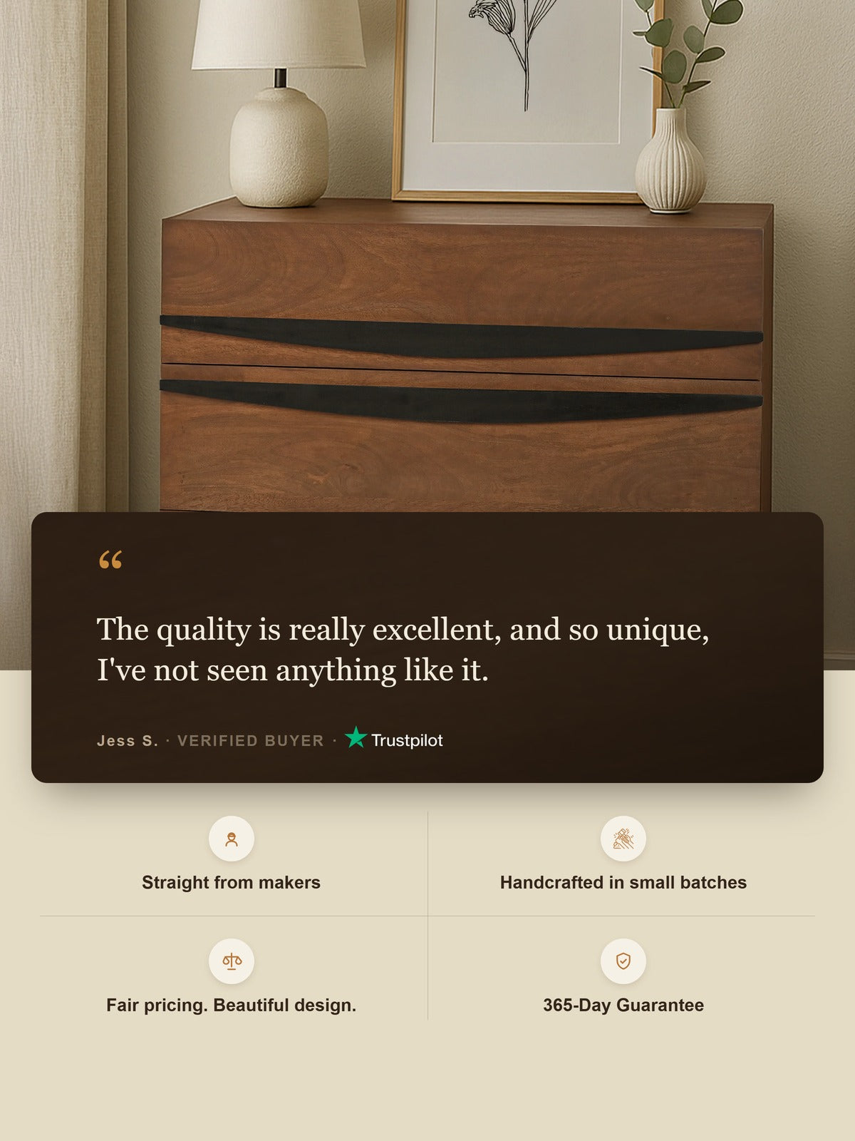 Danton Three Drawer Wooden Chest