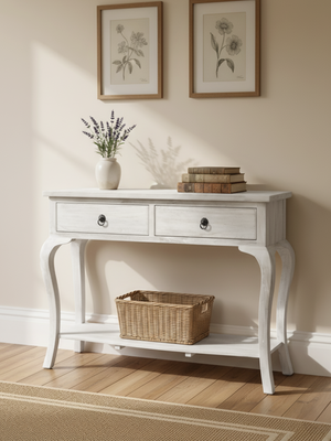 Rustic Haven Console Table - White