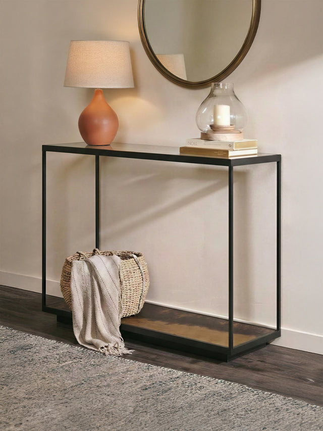 Astra Iron Console Table with Glass Top