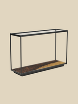 Astra Iron Console Table with Glass Top