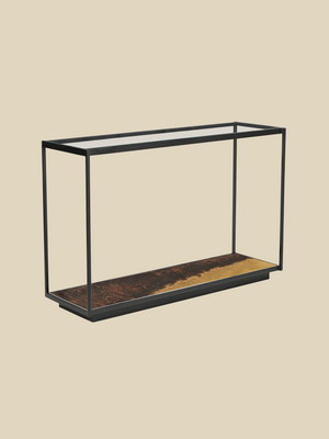 Astra Iron Console Table with Glass Top