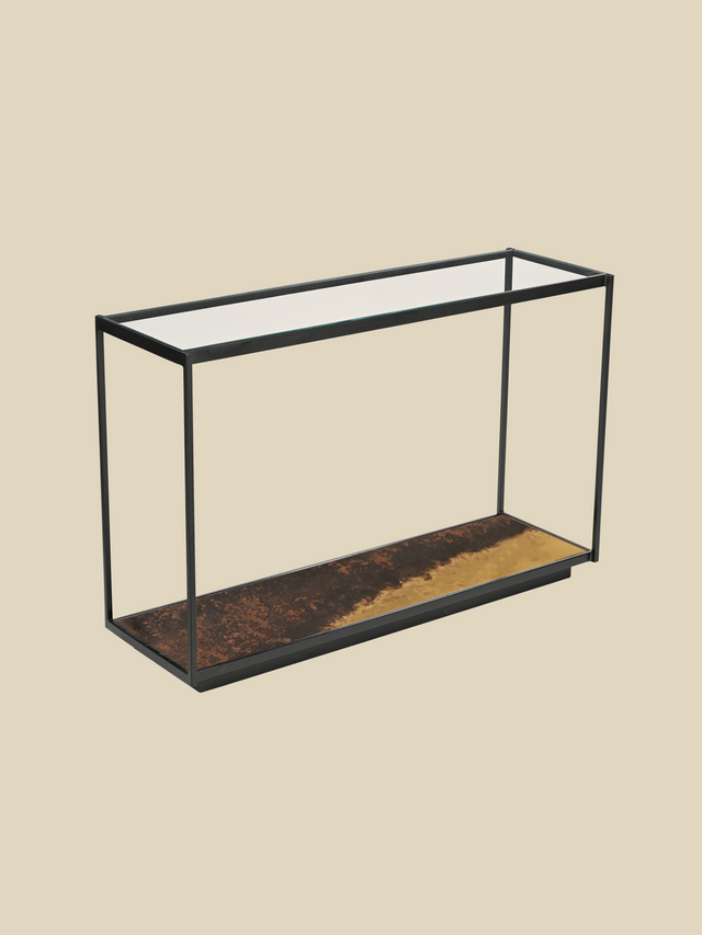 Astra Iron Console Table with Glass Top