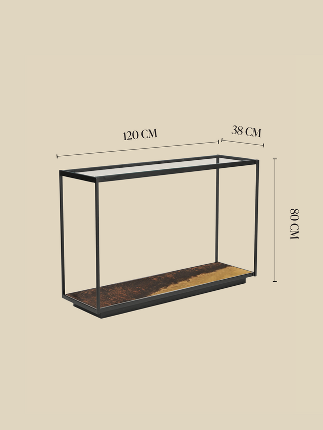 Astra Iron Console Table with Glass Top