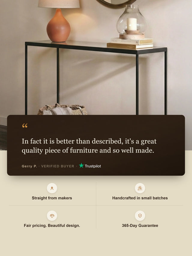 Astra Iron Console Table with Glass Top