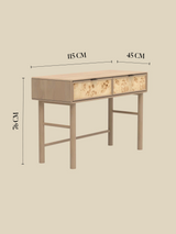 Aurea Burl Two Drawer Console Table - Natural