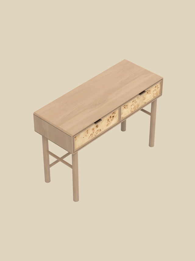 Aurea Burl Two Drawer Console Table - Natural