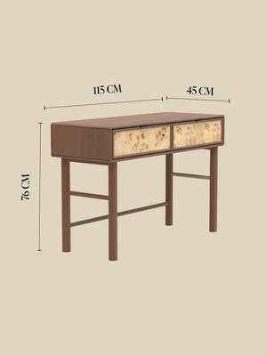 Aurea Burl Two Drawer Console Table - Walnut