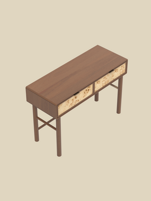 Aurea Burl Two Drawer Console Table - Walnut