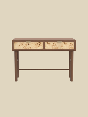 Aurea Burl Two Drawer Console Table - Walnut