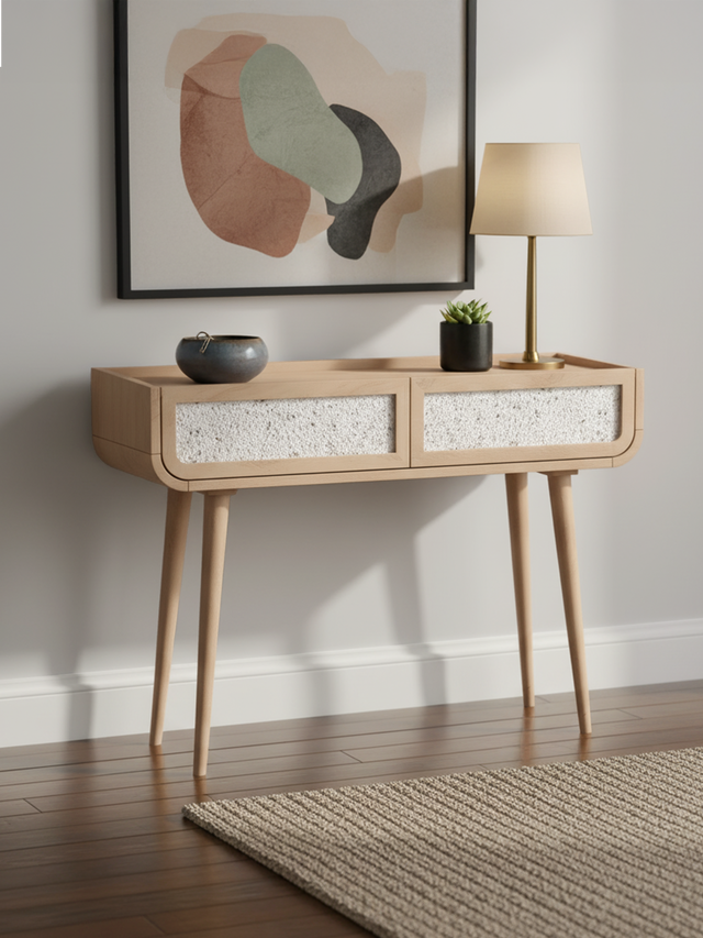 Kael Two Drawer Console Table - Natural