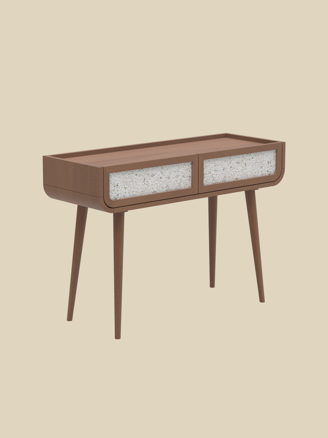 Kael Two Drawer Console Table - Walnut