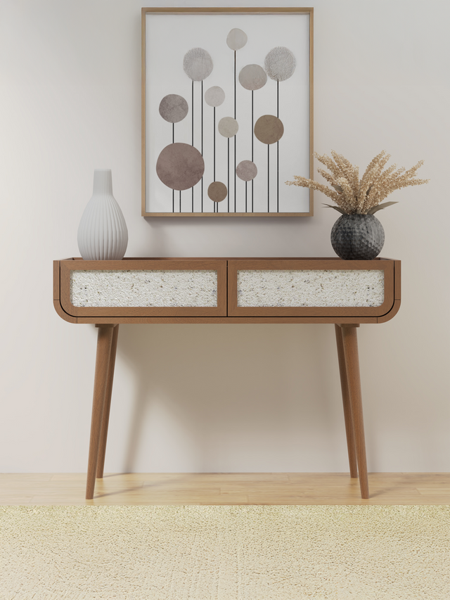 Kael Two Drawer Console Table - Walnut