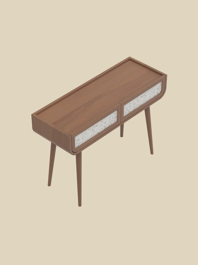 Kael Two Drawer Console Table - Walnut